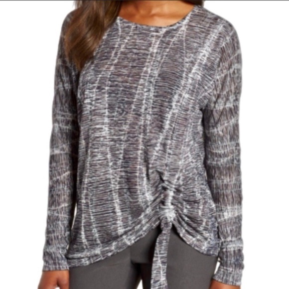 - Nic + Zoe Black Grey Dolman Sleeve Sweater Linen Rayon Adjustable Hem - Picture 2 of 8